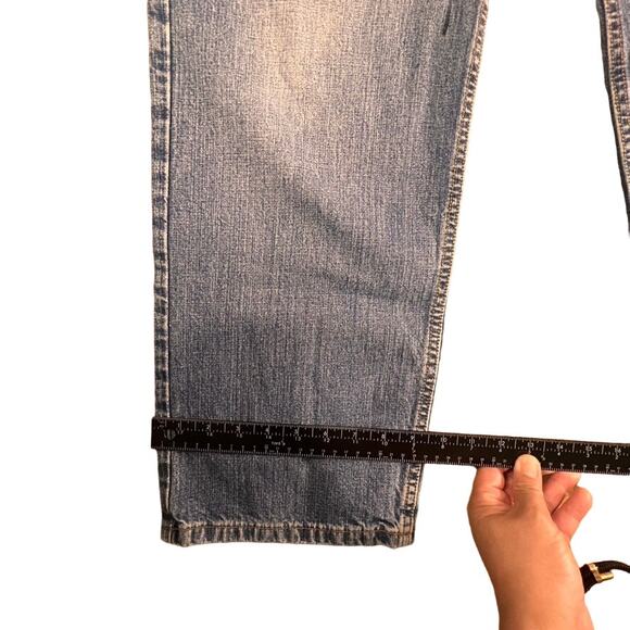 Vintage Perry Ellis America, Distressed Wash Baggy Wide Leg Jeans, Size: 34x30 - Picture 5 of 10